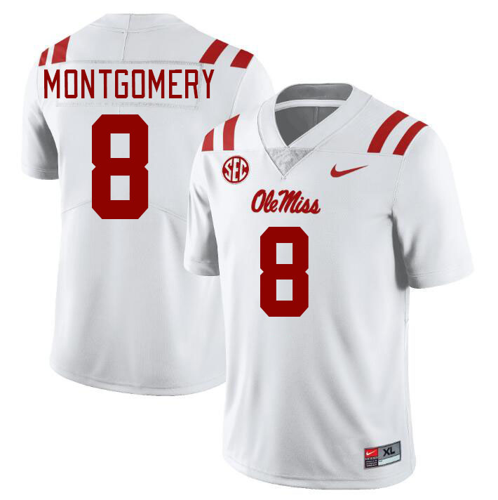 Ole Miss Rebels #8 Monty Montgomery College Football Jerseys Stitched Sale-White